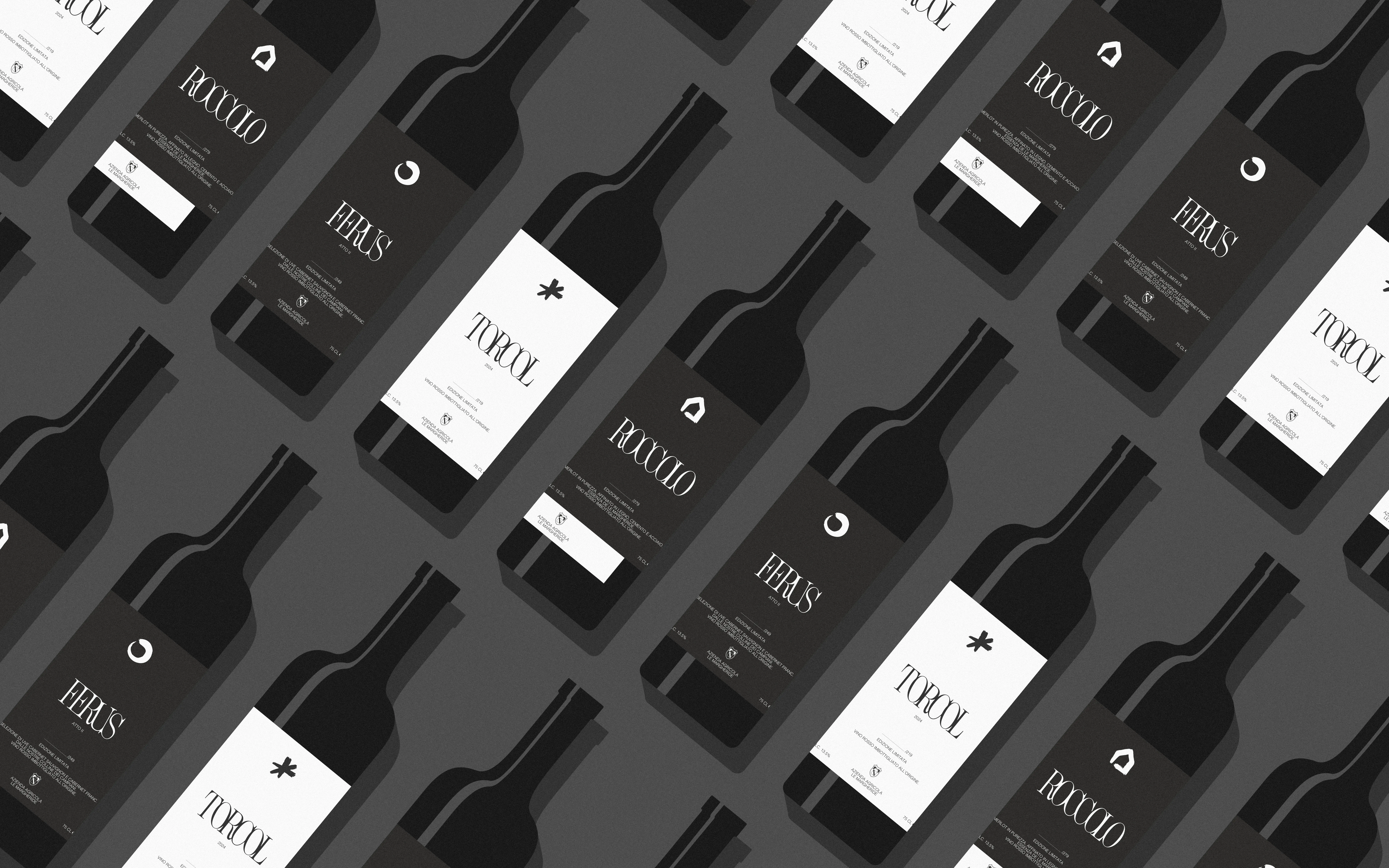 Bottiglie Le Margheride - risultato del progetto di packaging design per etichette vino